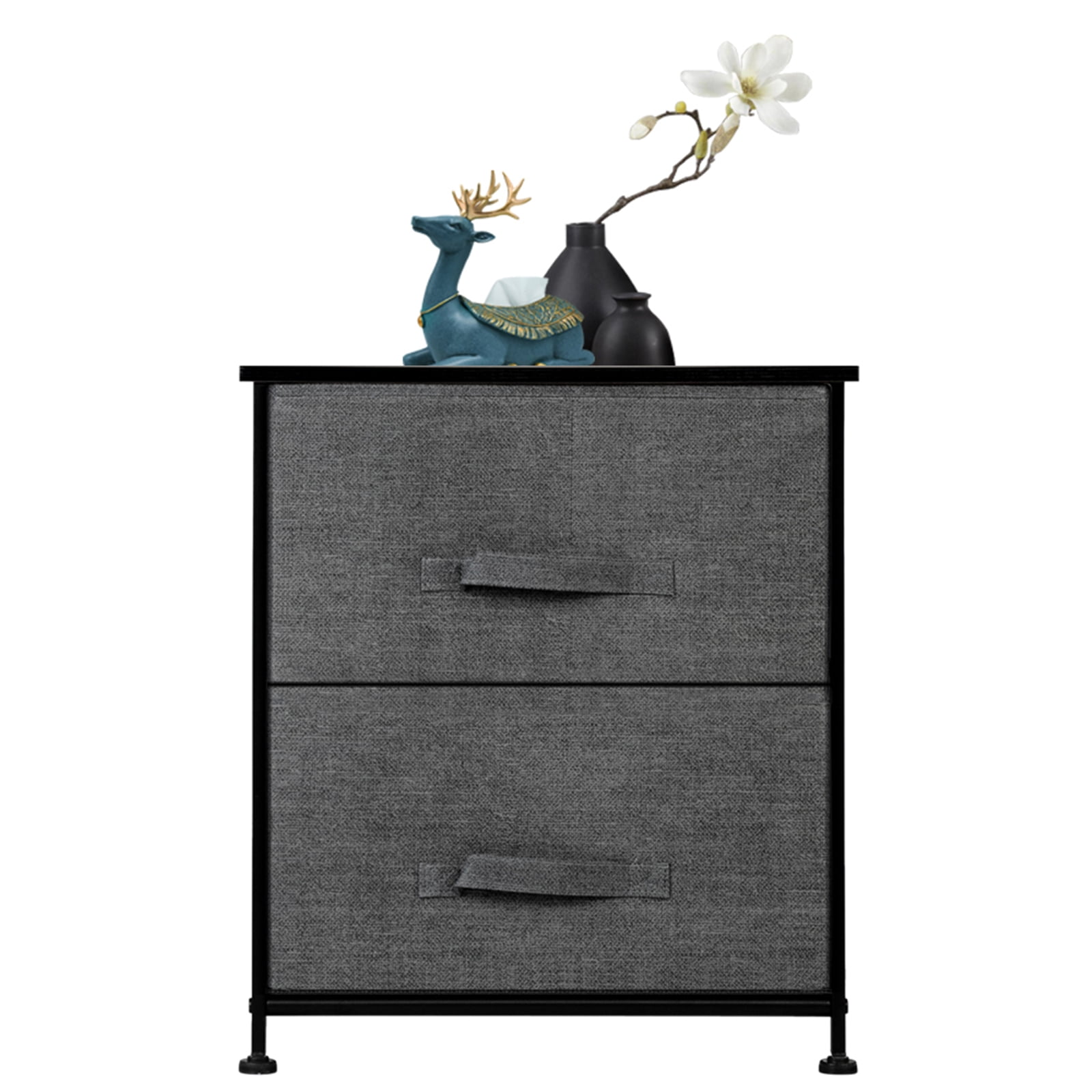 Kepooman Modern End Side Table with Metal Frame & 2 Drawers, Bedroom Storage Nightstand for Living Room Hallway Entryway, Grey Kepooman Modern End Side Table with Metal Frame & 2 Drawers, Bedroom Storage Nightstand for Living Room Hallway Entryway, Grey