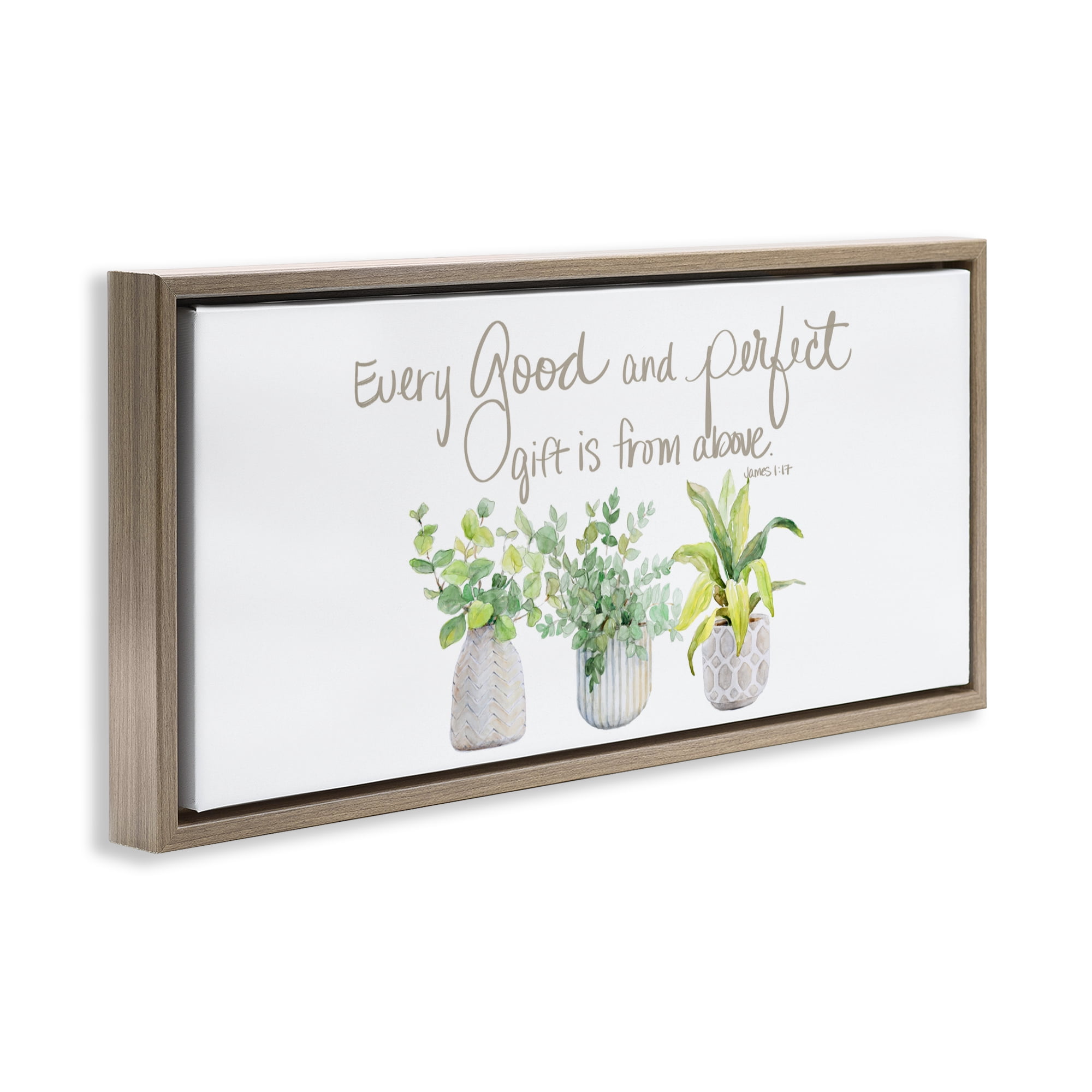 Stupell Industries Every Good & Perfect Gift Brown Framed Floater Canvas Wall Art, design by Lanie Loreth