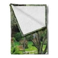 thumbnail image 2 of Garden Soft Flannel Fleece Throw Blanket, Japanese Park Style Recreational View with Pond Grass Stones and Trees Landscape Print, Cozy Plush for Indoor and Outdoor Use, 60" x 80", Green, by Ambesonne, 2 of 5