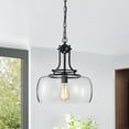 thumbnail image 4 of Warehouse of Tiffany Karha Single Light Matte Black Pendant with Glass Shade, 4 of 6