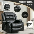 thumbnail image 5 of HSUNNS Swivel Recliner Chair for Adults, Living Room PU Leather Recliner Chair with Massage and Heat, Single Sofa with USB Port, 2 Cup Holder, Side and Front Pocket, Black, 5 of 9