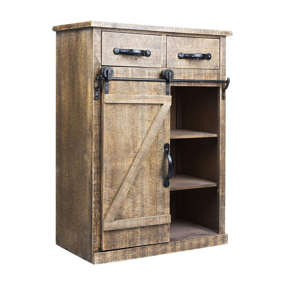 Modern Rustic Wood Accent Entryway SEGMART 32" Sliding Barn