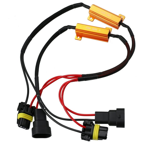 2pcs HB4 9006 9005 9145 H10 DC 12V 50W 6 Ohm Error Free Load Resistor Wiring Harness Adapters Decoder for LED Headlight