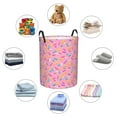 thumbnail image 6 of Balery Pink Donut Round Laundry Basket with Handles Waterproof Freestanding Laundry Hamper for Clothes Toys in the Dorm and Family-Small, 6 of 8