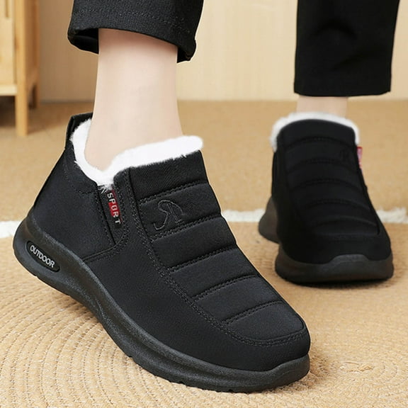 YOUSNH Women Snow Boots Fashionable New Pattern Simple Solid Color Autumn and Winter Thickened Warm and Comfortable Non Shoes Women's Boots Black 8.5
