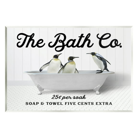 Stupell Industries Vintage Bath Ad Penguins Animals & Insects Painting Unframed Art Print Wall Art, 15 x 10