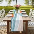 thumbnail image 4 of Ombre Blue Coastal Table Runner, Summer Ocean Beach Gradient Waves Beige Cotton Linen Table Runners 70 Inches Long, Dresser Scarf Runner for Dining/Kitchen/Coffee/TV Stands/Cabinets 13''x70'', 4 of 9