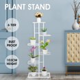 thumbnail image 2 of 6 Tier Plant Stand, Flower Stand Plant Display for Indoors and Outdoors, Balcony Storage Organizer Flower Pot Holder Shelves, Metal, White, 2 of 12