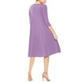 thumbnail image 3 of Women's Plus Size Round Neck 3/4 Sleeves Solid A-Line Midi Dress, 3 of 4
