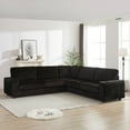 thumbnail image 3 of SEENYOO 110" L-Shape Corner Sofa - Corduroy Deep Seat with 2 Storage & USB/Type-C, Non-Modular Upholstered Couch for Living Room, 3 of 11