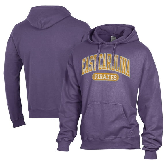 Men's Comfort Wash  Purple ECU Pirates Lightweight Fleece Pullover Hoodie