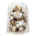thumbnail image 4 of Fiaer Christmas Women Long Sleeve T Shirts Oversized Snowflake Snowman Crew Neck Xmas Tshirts Loose Fit Casual Fashion Holiday Tops Khaki1 L, 4 of 5