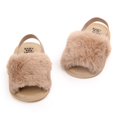 thumbnail image 2 of Baby Infant Girls Faux Fur Sandals Soft Sole Shoes Plush Slide, 2 of 4