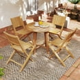 thumbnail image 5 of 2 Pieces Teak Wood Outdoor Dining Chairs with Slatted Seat, 5 of 9