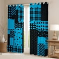 thumbnail image 2 of Manfei Cartoon Polka Dots Blackout Curtains Set of 2 (52x84 Each),Chic French Style Window Curtains,Blue Black Patchwork Plaid Curtains and Drapes For Children,Breathable Home Decor, 2 of 6