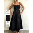 thumbnail image 6 of Womens Black Backless Maxi Dress, Elegant Summer Flowy Sundress, 6 of 7