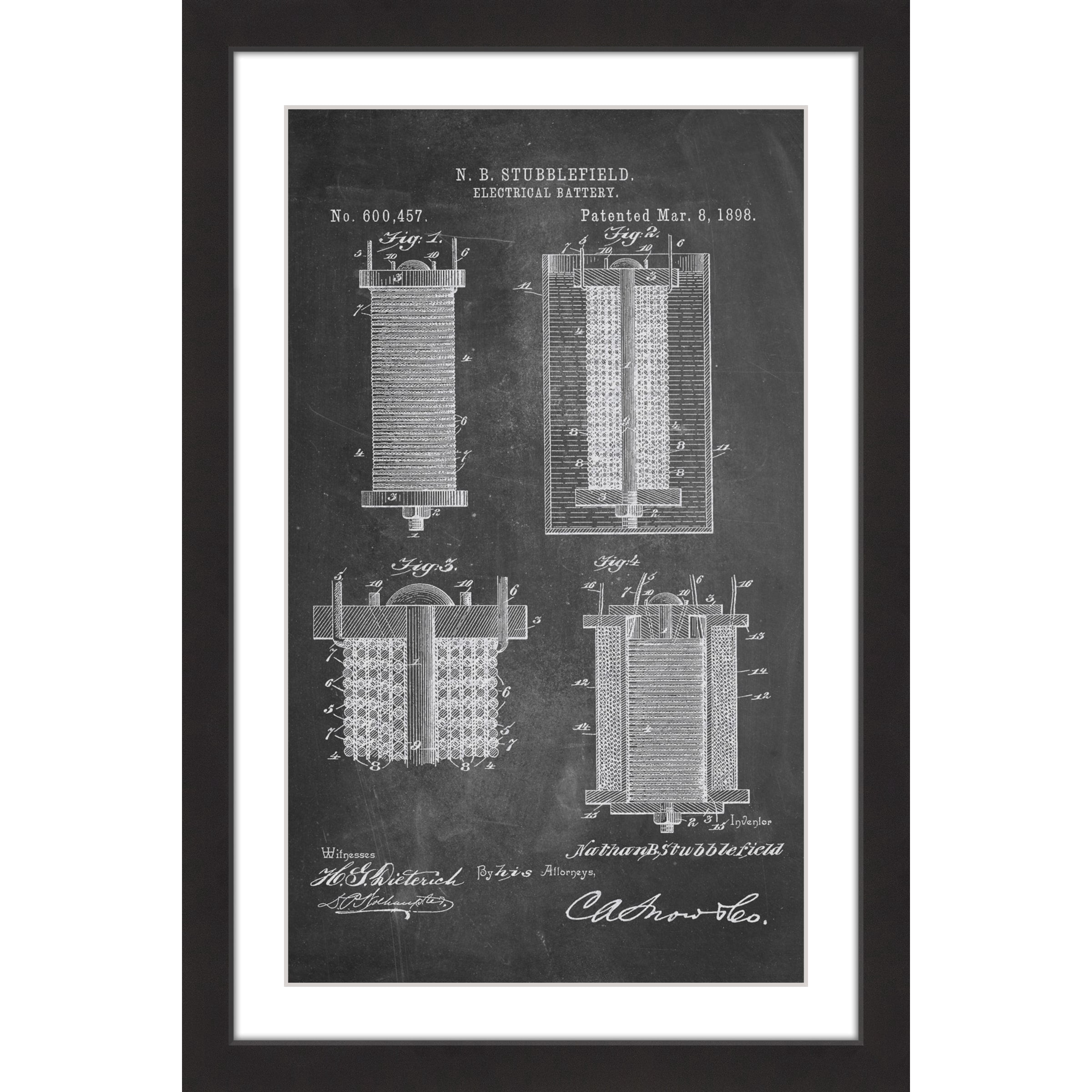 "Battery 1898 Chalk" Framed Painting Print