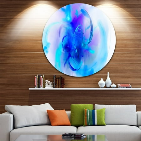 DESIGN ART Designart 'Fractal Blue 3D Wallpaper Art' Floral Digital Art Disc Metal Wall