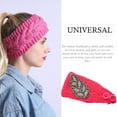 thumbnail image 4 of Crochet Headbands Winter Leaves Pattern with Rhinestones Elastic Head Protector Wide Warm Chunky Hair Accessories for Girls Fushcia, 4 of 7