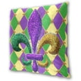 thumbnail image 3 of GZHJMY Fat Tuesday Mardi Gras Throw Pillow Covers Fleur De Lis Purple Green Yellow Pillowcase Sofa Party Decor Back Cushion Case 2 Pack Birthday Carnival Housewarming Gift 18" × 18", 3 of 5