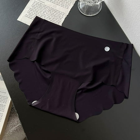 Pavied Cotton Underwear for Women Tummy Control Underwear Girls Ice Silk Traceless Summer Thin Silk Pure Desire Skin Friendly Translucent Pants Seamless Underwear Panties for Women Black M
