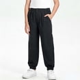 thumbnail image 2 of Hesxuno Boys and Girls Jogger Pants Elastic Waist Athletic Trousers Straight Leg Solid Active Pant Summer School Sports Bottoms with Pockets Black 12 Years, 2 of 6
