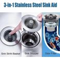 thumbnail image 2 of 3-in-1 Sink Strainer and Stopper Combo for 3.5" Drain, Stainless Steel Basket Filter with Durable Construction, 2 of 5