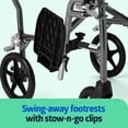 thumbnail image 5 of Silla de ruedas de transporte ultraligera Medline, asiento de 48 cm de ancho, plegable con brazos de altura de escritorio, armazón plateado metálico. Ligera, compacta y portátil., 5 of 5