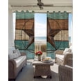 thumbnail image 6 of Teal Brown Kitchen Curtains Country Texas Star Farmhouse Barn Door Wood Cafe Short Curtains for Bathroom Blackout Window Curtain Small Window Treatment Drapes for Bedroom Living Room 42"x45"x2, 6 of 9