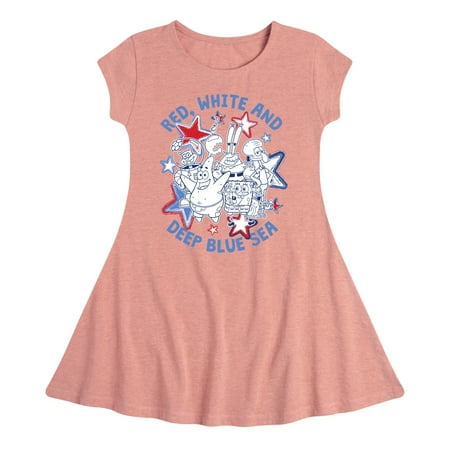 

SpongeBob SquarePants - Red White and Deep Blue Sea - Toddler And Youth Girls Fit And Flare Dress