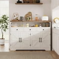 thumbnail image 4 of Farmhouse Buffet Cabinet with Drawers & Open Shelf, Sideboard Storage Cabinet, Kitchen Hutch Pantry, Wood Coffee Bar Station for Kitchen, Dining Room, Hallway, 52" L White, 4 of 9