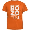 thumbnail image 1 of New York Bozo Pointing Left Orange Adult T-Shirt, 1 of 1
