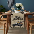 thumbnail image 2 of Brown Halloween Table Runner - 70 Inch Long, Kitchen Dining Table Runner Dresser Scarves, Spooky Truck Pumpkins Crow Skull Farmhouse Decor for Coffee Tables Wedding Party Banquet, 2 of 8