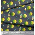 thumbnail image 2 of Soimoi Poly Georgette Fabric Skull,Sun & Palm Tree Nature Print Sewing Fabric Yard 52 Inch Wide, 2 of 3