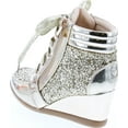 thumbnail image 3 of Forever Link Women's Casual & Dress Glitter High Top Lace Up Wedge Sneakers, Gold, 7, 3 of 7