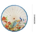 thumbnail image 4 of THY COLLECTIBLES Rainproof Handmade Chinese Oiled Paper Umbrella Parasol 33" Peacock & Peony, 4 of 5