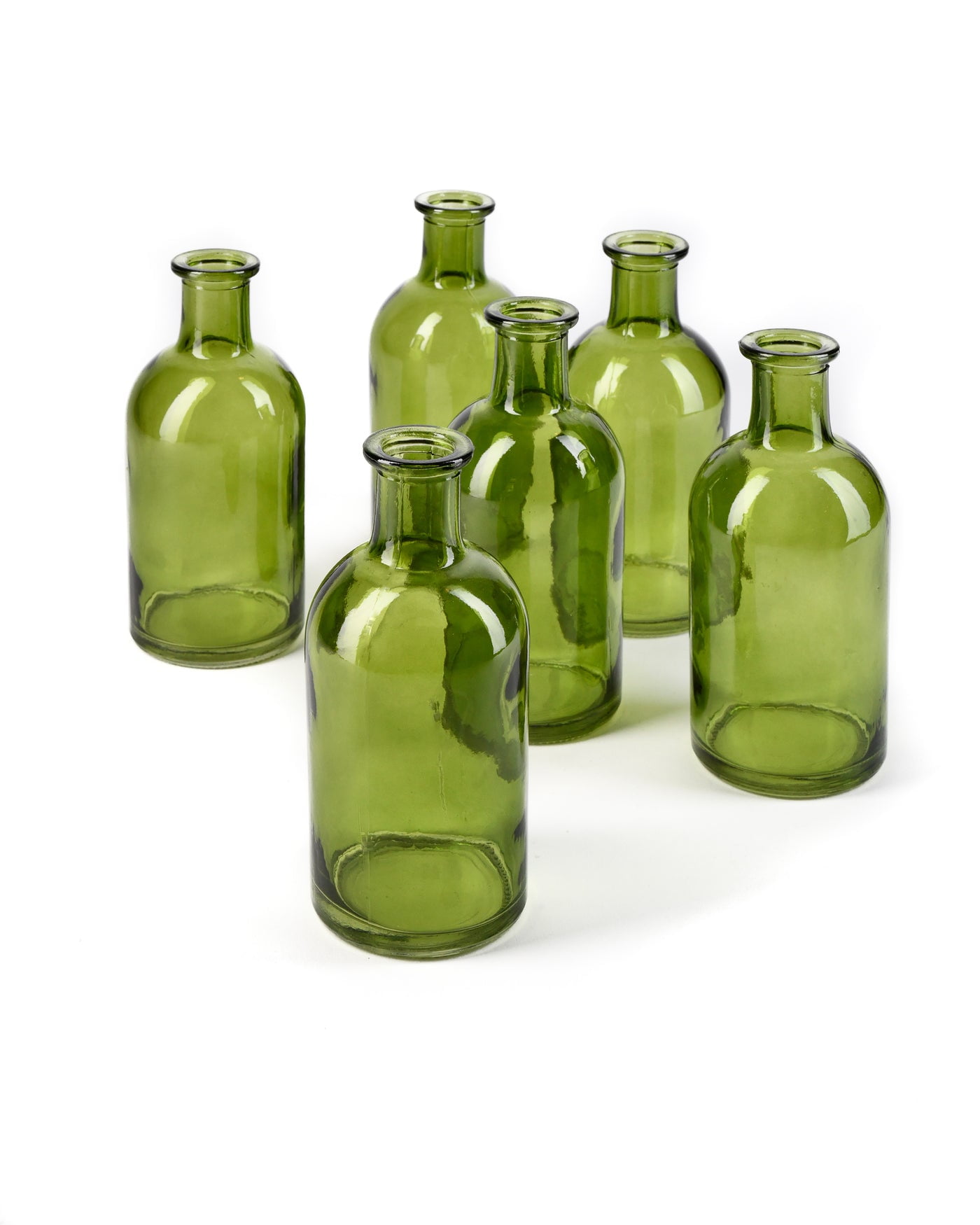 Serene Spaces Living Set of 6 Dark Green Bud Vases