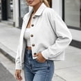 thumbnail image 6 of MLCDZ Womens Corduroy Jacket Cropped Fall Long Sleeve Button Down Turn collared Coat Casual Lightweight Solid Color Bomber Outerwear with Pockets, 6 of 9