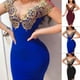 thumbnail image 2 of Mujer Slim Fit vestido dorado cuello V profundo cintura alta lápiz vestido para banquetepangjing, 2 of 4