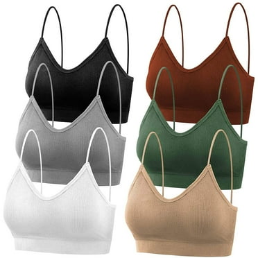 Peralng Women's L V Neck Padded Sports Bra, Multicolor (6 Pack)