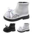 thumbnail image 4 of XXWXYD Boots for Kids Boys Girls Spring Autumn Winter Short Boots Girls Fashion Boots Fashionable British Style Cotton Warm Bow Leather Boots Girls Soft Bottom Boots(4-4.5 Years,Silver), 4 of 9