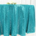 thumbnail image 3 of BalsaCircle 120" Sequin Round Tablecloth Turquoise, 3 of 8