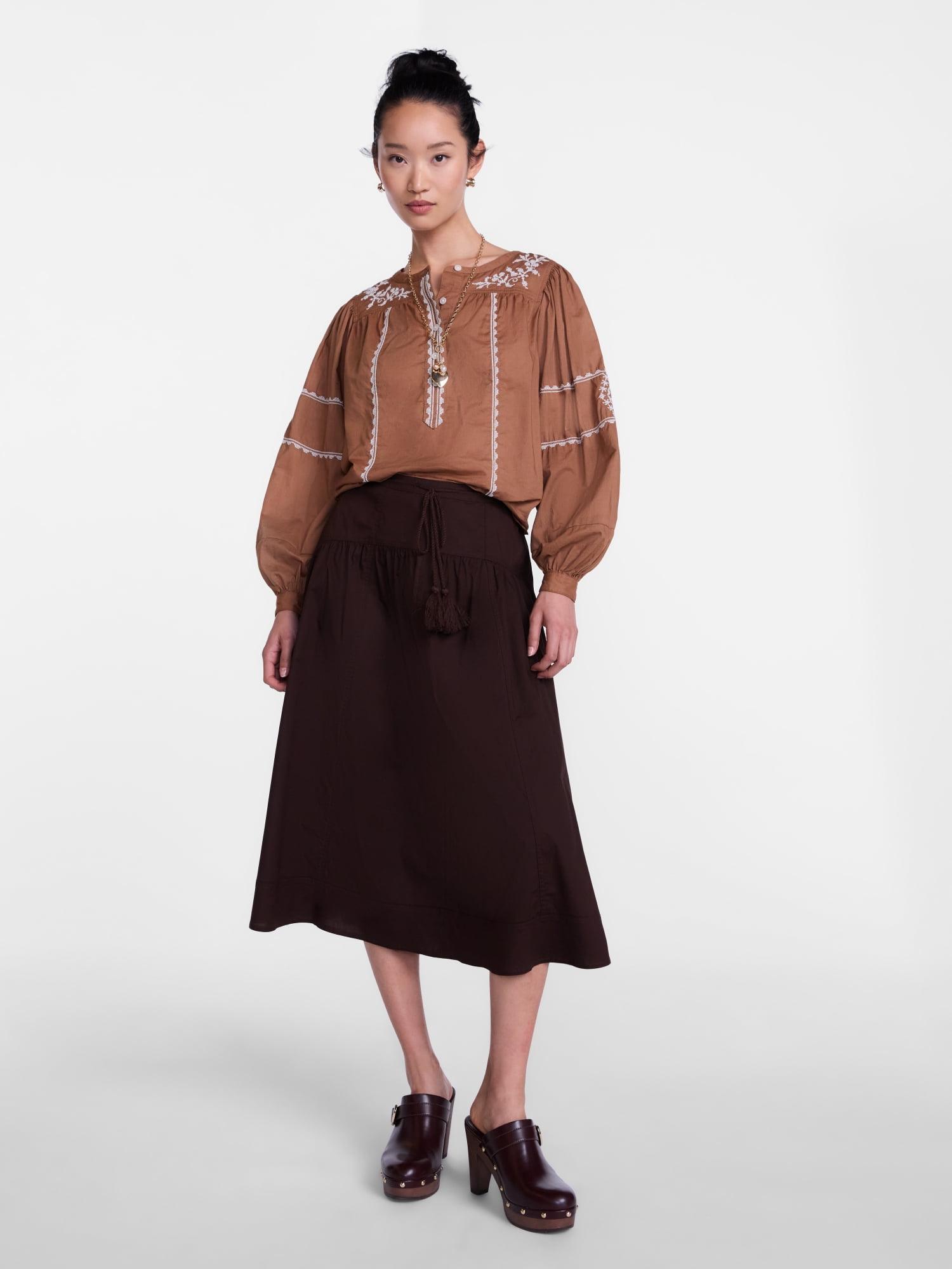 Scenario Women's and Women's Plus Tie Waist Midi Skirt, Sizes XS-4X