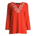thumbnail image 6 of Evan Picone Women's Embroidered Split Neck Tunic, 6 of 6