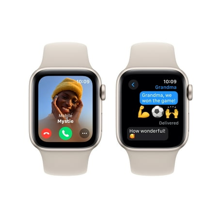Apple Watch SE 2nd Generation (GPS+Cellular) 40mm Aluminum Case with Starlight Sport Band - S/M - Starlight - (2024)