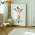 thumbnail image 6 of Giraffe, Jungle Animals, Safari Animals, Bubble Gum, Pink Flowers, Girl Nursery - Illustration Watercolor Animal Whimsical Floral Oak Framed Wall Art Print 12 x 16 inches, 6 of 12