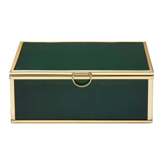 Beautiful 5.9"x 4.33" Green Glass Trinket Box by Drew Barrymore