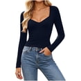 thumbnail image 4 of VBVC Women's Sweetheart Neck Long Sleeve Top , Ladies' Slim Fit Stretch Knit Shirt , Casual Basic Y2K Tight Tee For Women, S-2XL, 4 of 9