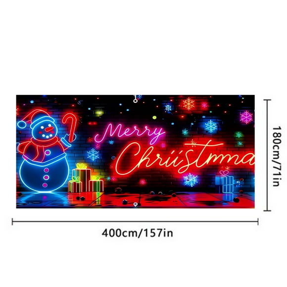 Christmas Garage Door Decoration Banner Background Cloth For Standard Garage Doors 72 in x 36 in Weather Resistant Fabric