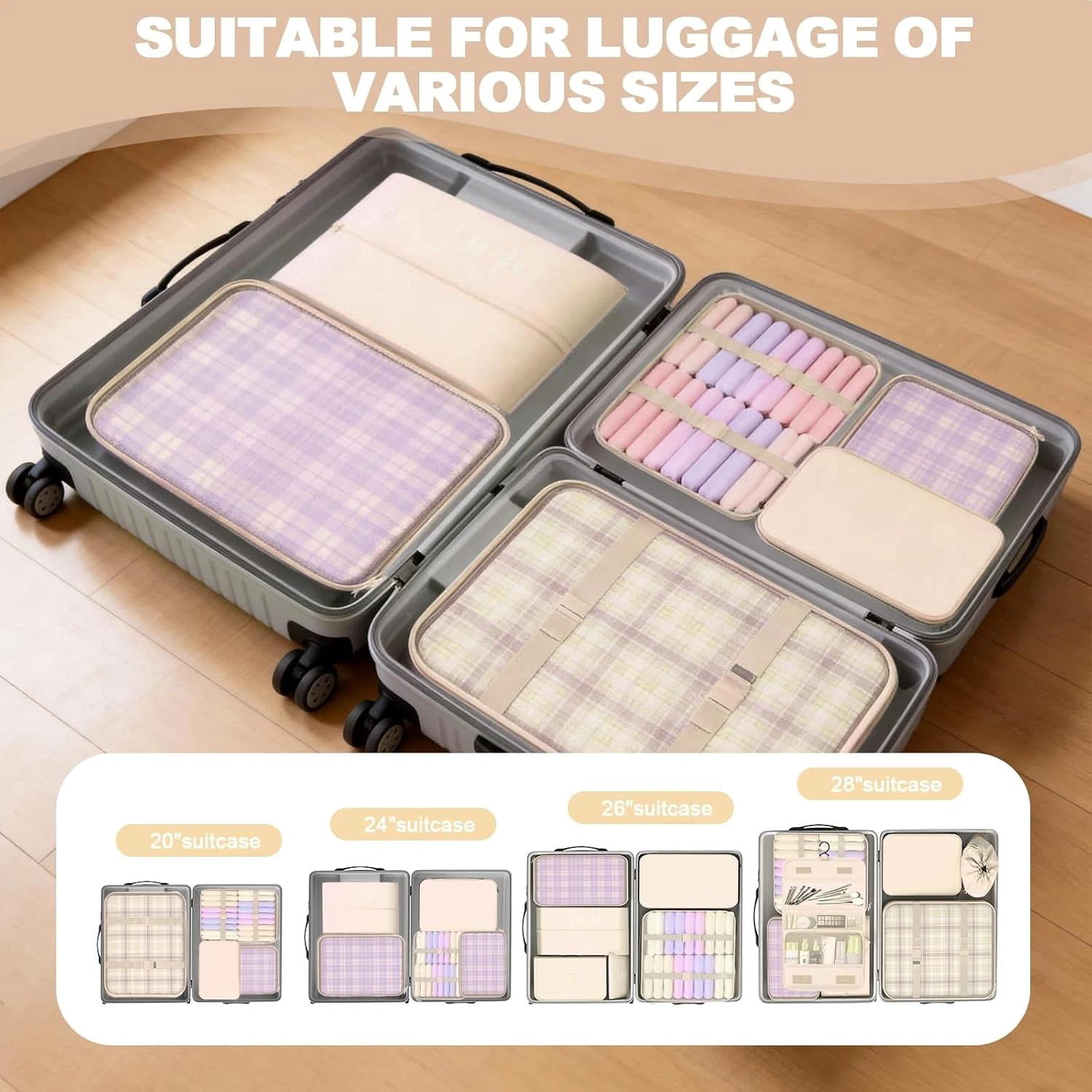 8 Set Packing Cubes for Travel,Suitcase Organizer Bags for Luggage with Shoe & H